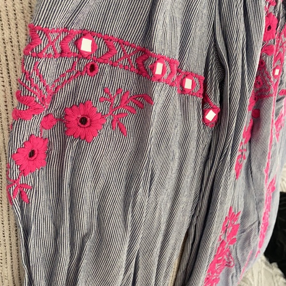 INC Off-The-Shoulder Blouse with Pink Embroidery, Medium - Picture 4 of 5